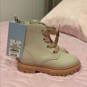Cat & Jack Cream Tan Ankle Boots with Durable Soles